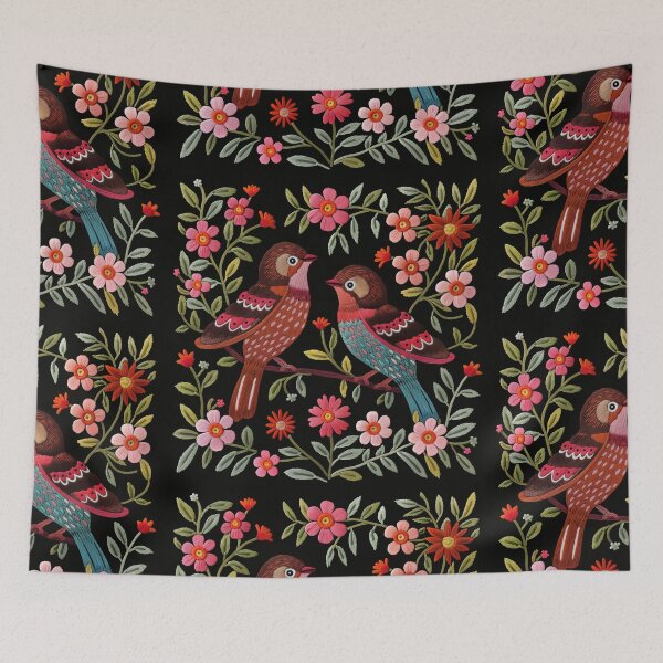 Item preview, Mexican Embroidery Pattern Art Birds Flowers designed and sold by xiao xuans.