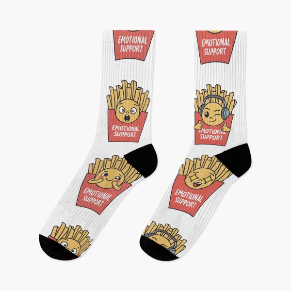 Item preview, Emotional Support Fries - Cute Mental Health Pattern Socks designed and sold by RegulateFirst.