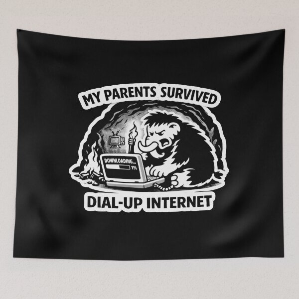 Item preview, My Parents Survived Dial Up Internet Funny Mammoth designed and sold by VibeOffline Studio.