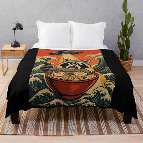 Item preview, Raccoon UFO Ramen Japanese Funny Sci Fi Noodle Illustration designed and sold by JEFDodsonArt.