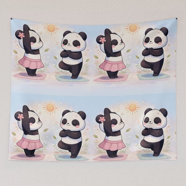 Item preview, Balanced Love - Kawaii Panda Yoga Couple. designed and sold by Lylysun.