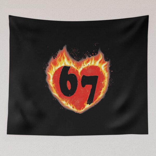Item preview, 67 Fire Heart Valentine Funny Love Meme Illustration designed and sold by gladysenglish.