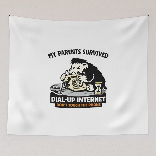 Item preview, My Parents Survived Dial Up Internet Funny Mammoth Sticker Retro Tech Humor designed and sold by VibeOffline Studio.