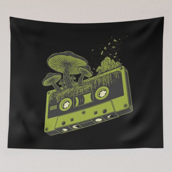 Item preview, a giant mechanical cassette tape sprouting luminescent mushrooms and crystalline formations designed and sold by 123ks.