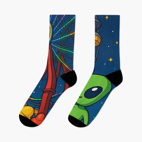 Item preview, Alien Carnival Night – Cartoon Ferris Wheel Adventure designed and sold by LuxuryApparels.