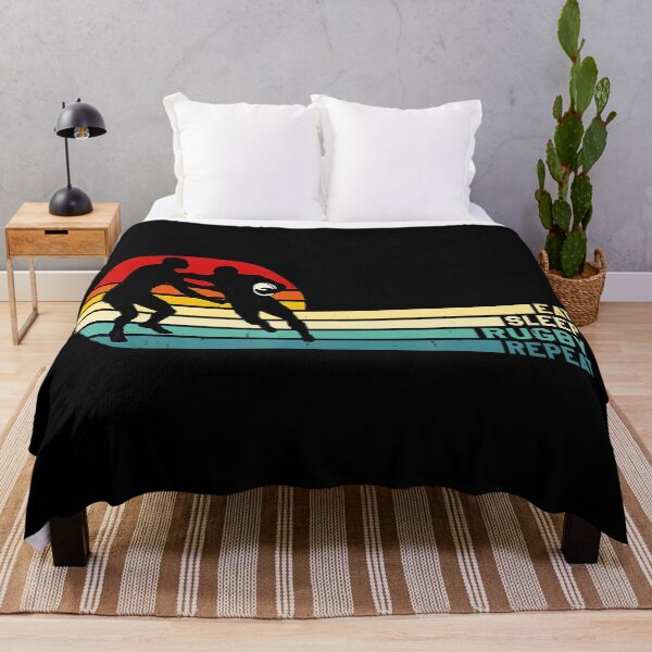 Item preview, Eat Sleep Rugby Repeat Vintage Sunset Player Silhouette  designed and sold by GabrieSketcham.