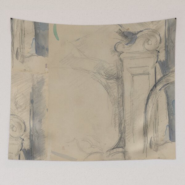 Item preview, Bedpost Verso by Paul Cézanne: Architectural Sketch Fine Art Poster designed and sold by artofuniverse.