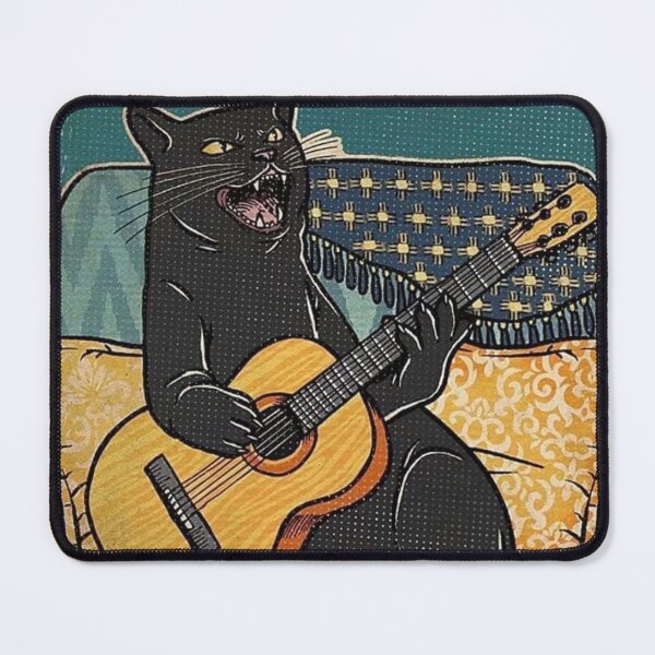 Item preview, Funny Black Cat Playing Guitar – That’s What I Do I Play Guitar and I Know Things – Vintage Retro Music Art designed and sold by FLEMINGO CLOTHING.