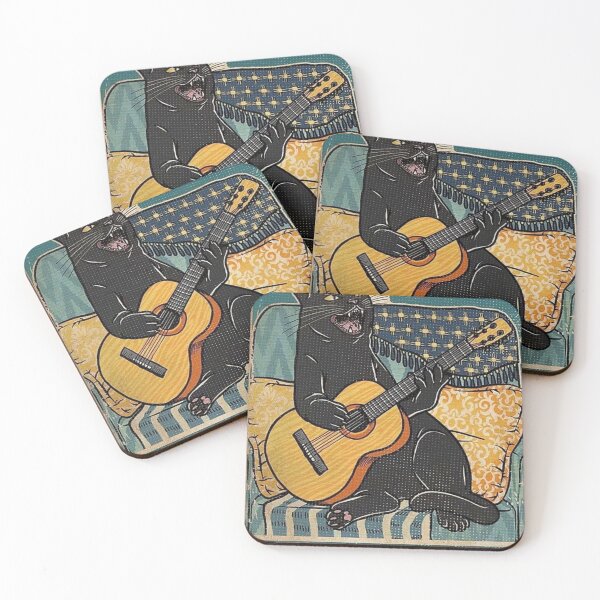 Item preview, Funny Black Cat Playing Guitar – That’s What I Do I Play Guitar and I Know Things – Vintage Retro Music Art designed and sold by FLEMINGO CLOTHING.