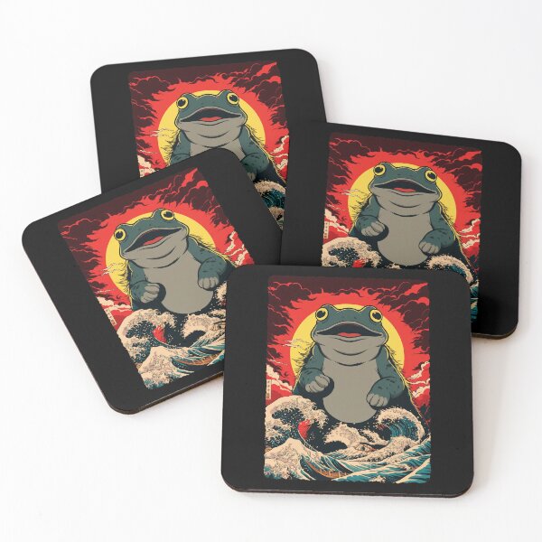 Item preview, Giant Frog Japanese Wave Sunset Fantasy Monster Illustration designed and sold by JEFDodsonArt.