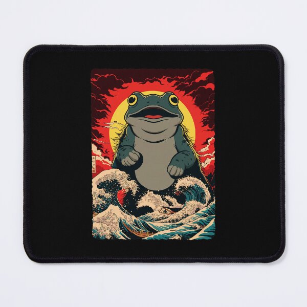 Item preview, Giant Frog Japanese Wave Sunset Fantasy Monster Illustration designed and sold by JEFDodsonArt.