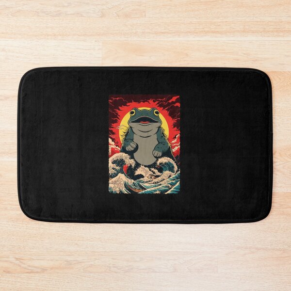 Item preview, Giant Frog Japanese Wave Sunset Fantasy Monster Illustration designed and sold by JEFDodsonArt.