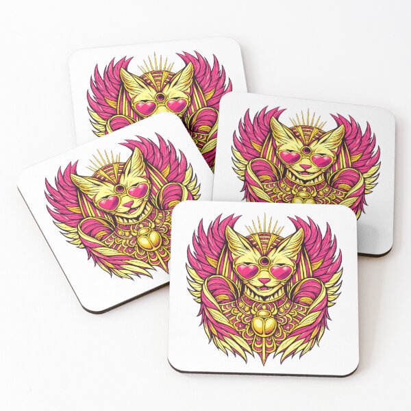Item preview, Cool Winged Pharaoh Cat: Pink Bastet with Heart Sunglasses designed and sold by GulfSignature.