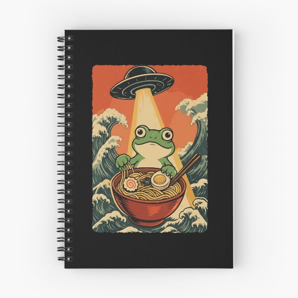Item preview, Frog UFO Ramen Japanese Funny Sci Fi Noodle Illustration designed and sold by JEFDodsonArt.