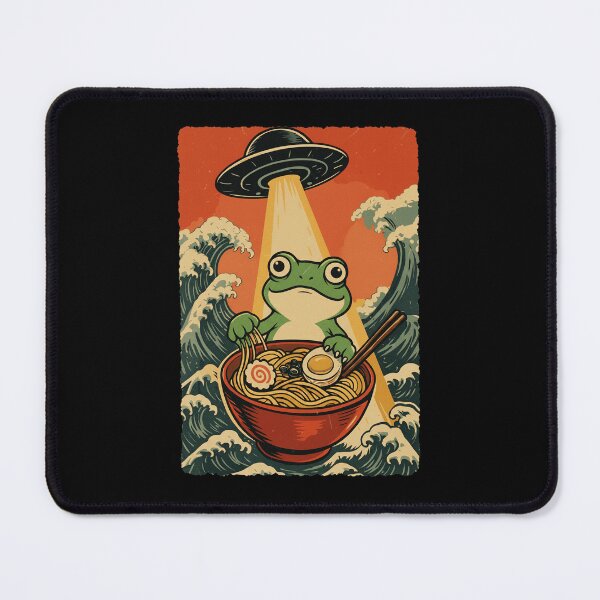 Item preview, Frog UFO Ramen Japanese Funny Sci Fi Noodle Illustration designed and sold by JEFDodsonArt.
