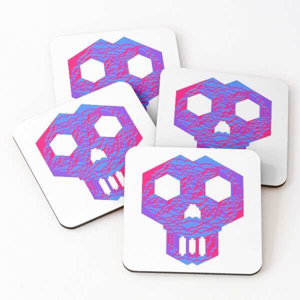 Item preview, Geometric Skull — Neon Pink Purple Blue Isometric Cubes designed and sold by tilinger.