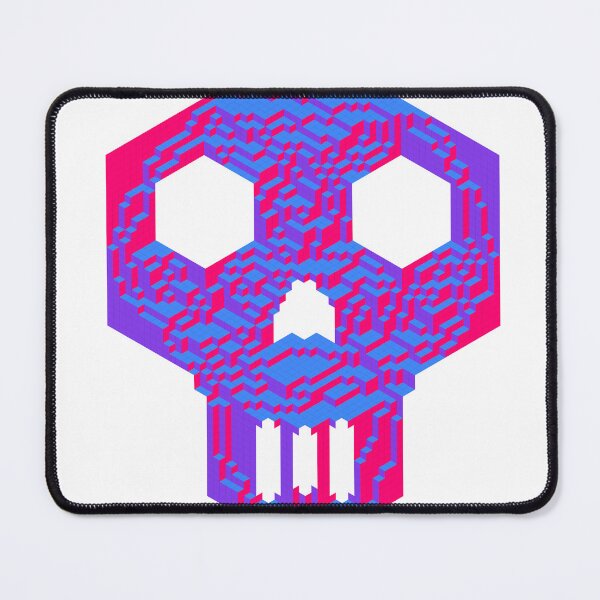 Item preview, Geometric Skull — Neon Pink Purple Blue Isometric Cubes designed and sold by tilinger.