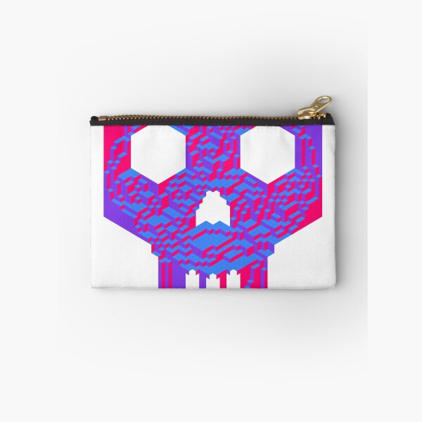 Item preview, Geometric Skull — Neon Pink Purple Blue Isometric Cubes designed and sold by tilinger.