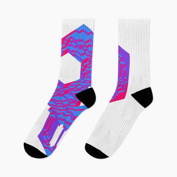 Item preview, Geometric Skull — Neon Pink Purple Blue Isometric Cubes designed and sold by tilinger.