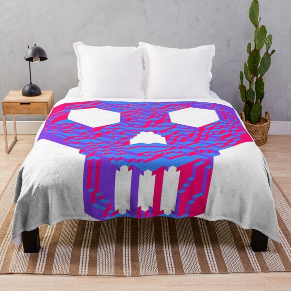 Item preview, Geometric Skull — Neon Pink Purple Blue Isometric Cubes designed and sold by tilinger.