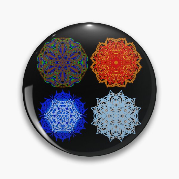 Item preview, Earth, Fire, Water and Air Mandalas 2 by 2 Stacked Black Background designed and sold by KZs-art.