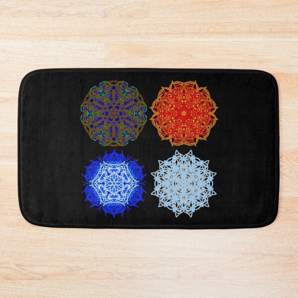 Item preview, Earth, Fire, Water and Air Mandalas 2 by 2 Stacked Black Background designed and sold by KZs-art.