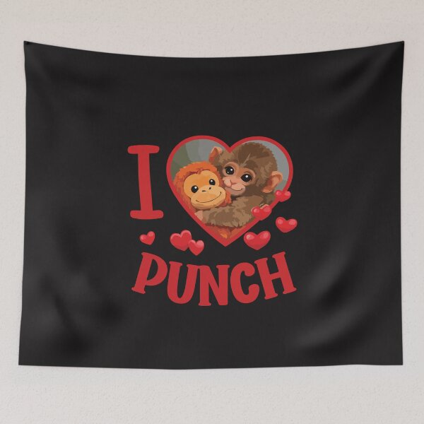 Item preview, I Love Punch Cute Baby Monkey Heart Design designed and sold by kiralynstration.