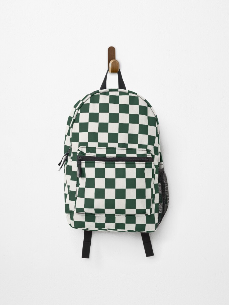 Thumbnail 1 of 3, Backpack, Green And Cream Checkered Pattern designed and sold by pattern-archive.