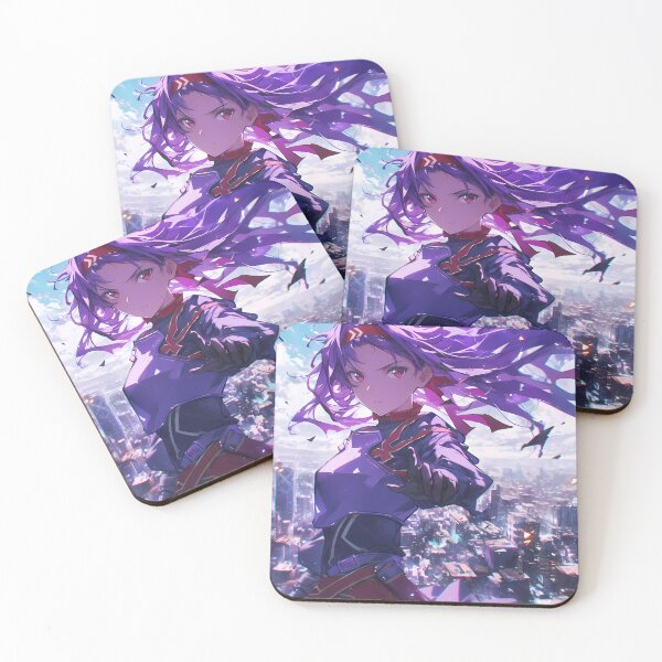 Item preview, Yuuki Sword Art Online Purple Hair Warrior Over City Skyline designed and sold by Spraykart.