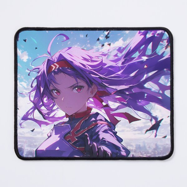 Item preview, Yuuki Sword Art Online Purple Hair Warrior Over City Skyline designed and sold by Spraykart.