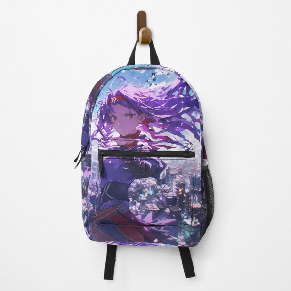 Item preview, Yuuki Sword Art Online Purple Hair Warrior Over City Skyline designed and sold by Spraykart.