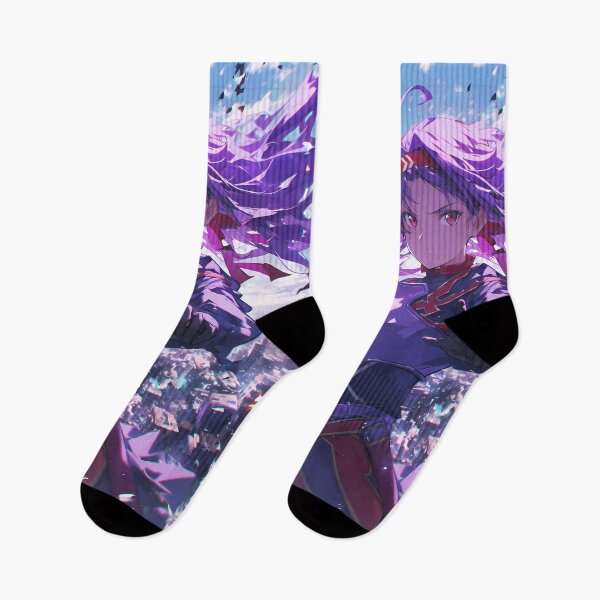 Item preview, Yuuki Sword Art Online Purple Hair Warrior Over City Skyline designed and sold by Spraykart.
