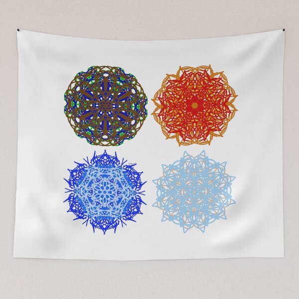 Item preview, Earth, Fire, Water and Air Mandalas 2 by 2 Stacked White Background designed and sold by KZs-art.