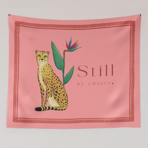 Item preview, Bold still - empowered tropical cheetah and flower illustration designed and sold by art-injoy.