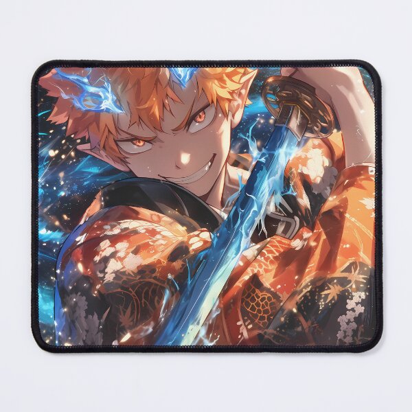Item preview, Renzo Shima Blue Exorcist Orange Hair Blue Flames Fierce Grin designed and sold by Spraykart.