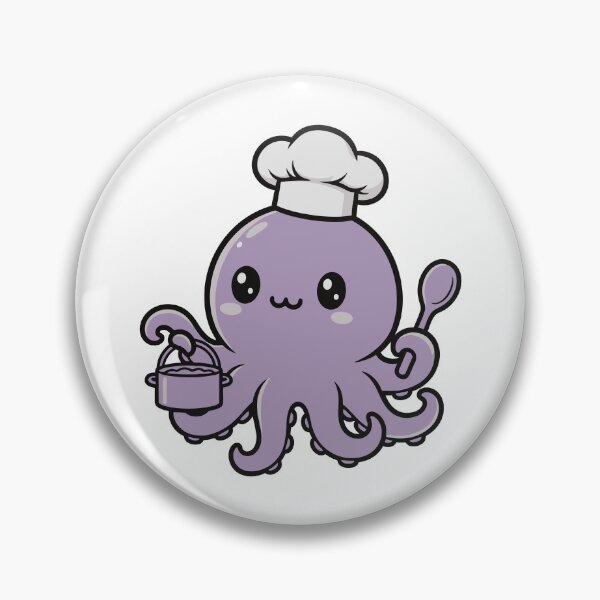Item preview, Kawaii Octopus Chef Cooking with Pot and Wooden Spoon Sticker designed and sold by dmejpl.