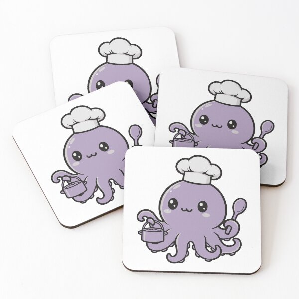Item preview, Kawaii Octopus Chef Cooking with Pot and Wooden Spoon Sticker designed and sold by dmejpl.
