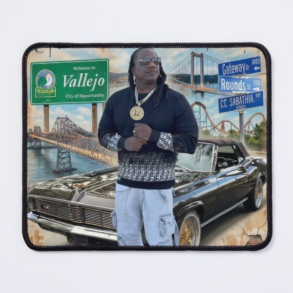 Item preview, Free J Diggs Vallejo Legacy Poster – Bay Area Hyphy Street Art Tribute with Classic Mercury Cougar designed and sold by DyfunctionalTee.