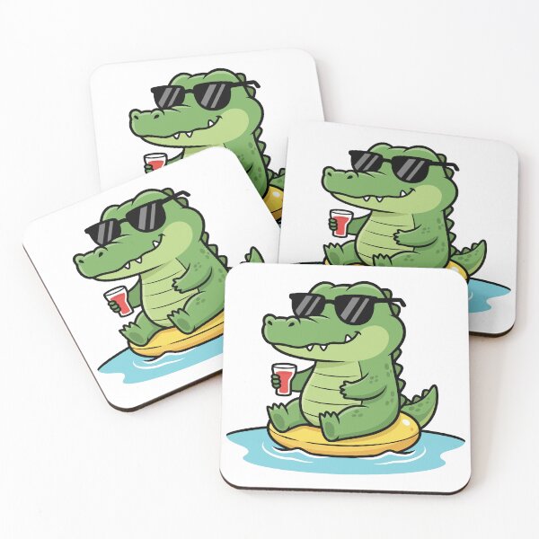 Item preview, Chill Crocodile with Sunglasses Relaxing on Pool Float designed and sold by dmejpl.