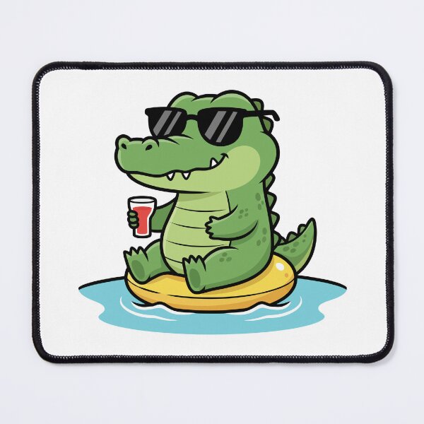 Item preview, Chill Crocodile with Sunglasses Relaxing on Pool Float designed and sold by dmejpl.