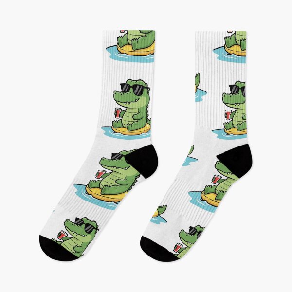 Item preview, Chill Crocodile with Sunglasses Relaxing on Pool Float designed and sold by dmejpl.