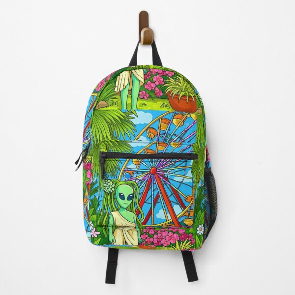 Item preview, Alien Goddess at the Carnival | Surreal Tropical Ferris Wheel Art Print | Psychedelic Garden Fantasy Illustration designed and sold by LuxuryApparels.