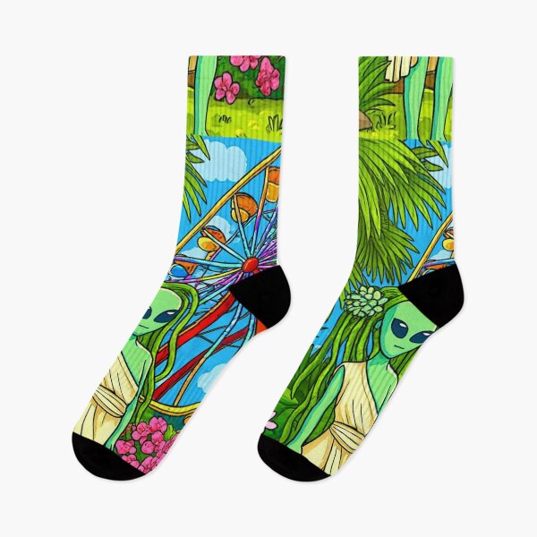 Item preview, Alien Goddess at the Carnival | Surreal Tropical Ferris Wheel Art Print | Psychedelic Garden Fantasy Illustration designed and sold by LuxuryApparels.