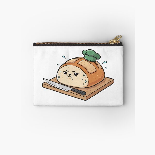 Item preview, Grumpy Sourdough Bread Chef Nervous Facing Knife Sticker designed and sold by dmejpl.