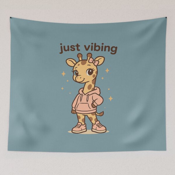 Item preview, Just Vibing Giraffe – Cute Kawaii Giraffe in Pink Hoodie designed and sold by Aloloco.