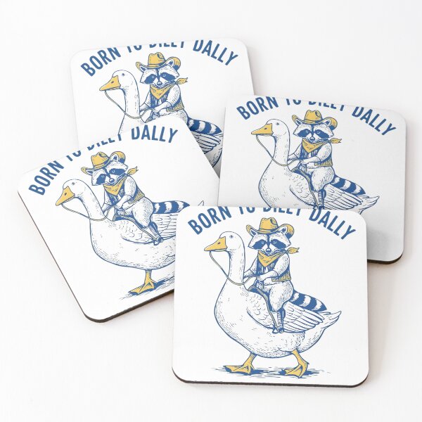 Item preview, Born to Dilly Dally Forced to Pick Up the Pace - Funny Raccoon Riding Goose Cowboy Design designed and sold by haitrieuic96.