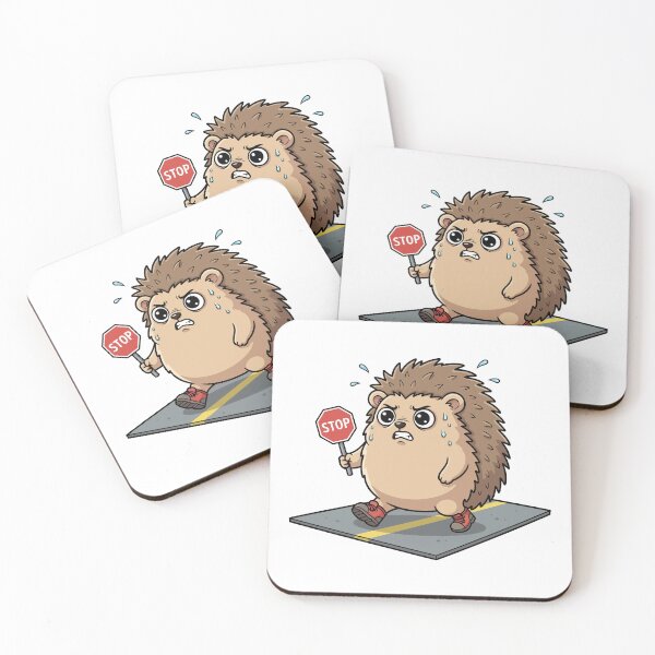 Item preview, Grumpy Hedgehog Safety Crossing Guard Sticker designed and sold by dmejpl.
