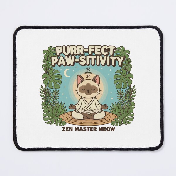 Item preview, Zen Master Meow Purr-fect Pawsitivity Meditation Cat designed and sold by dmejpl.