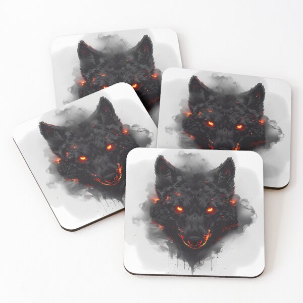 Item preview, Ember-Eyed Wolf – Anime Ink Smoke Beast Portrait designed and sold by NeonHorizon Studio.