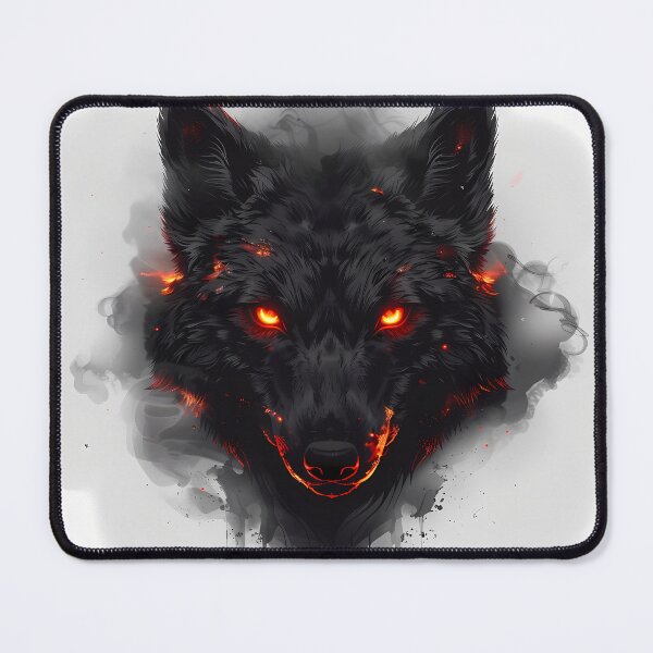 Item preview, Ember-Eyed Wolf – Anime Ink Smoke Beast Portrait designed and sold by NeonHorizon Studio.